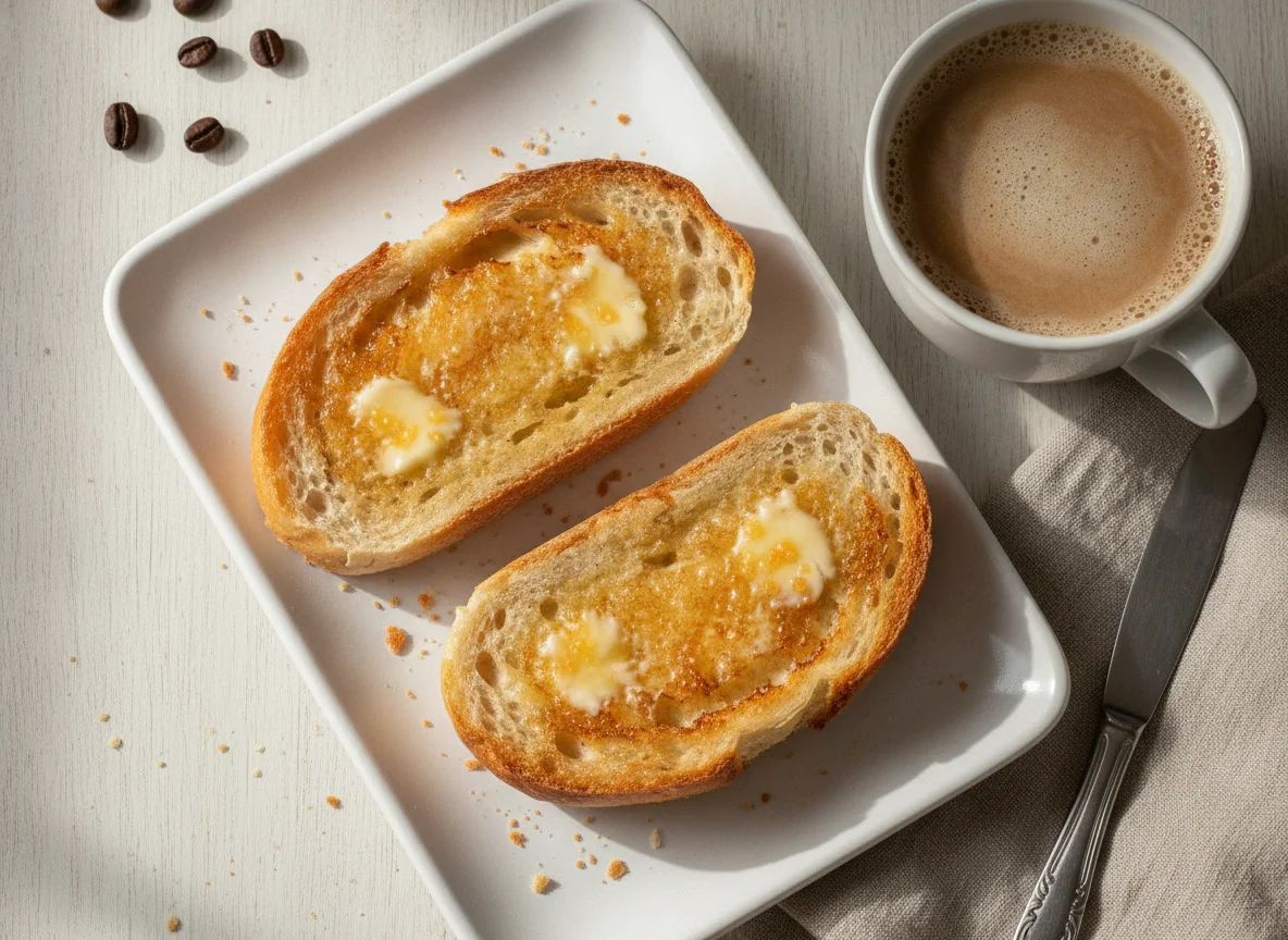 Pão francês na chapa com café com leite photo