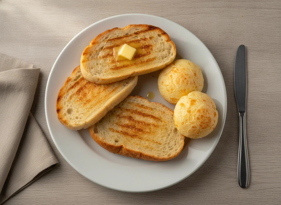 Pão na chapa e pão de queijo photo