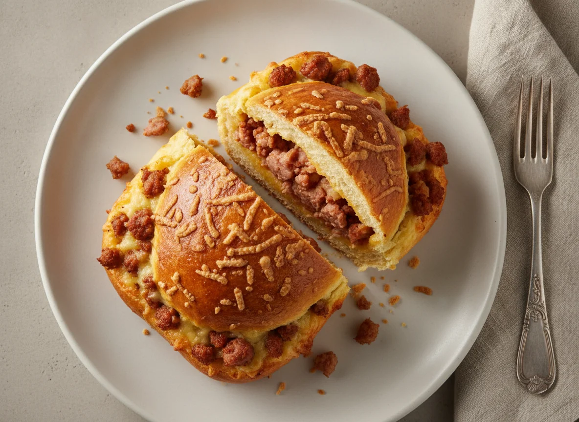 Pão recheado com linguiça e queijo photo