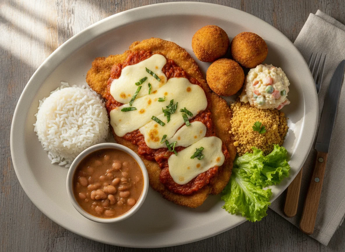 Parmegiana com acompanhamentos photo
