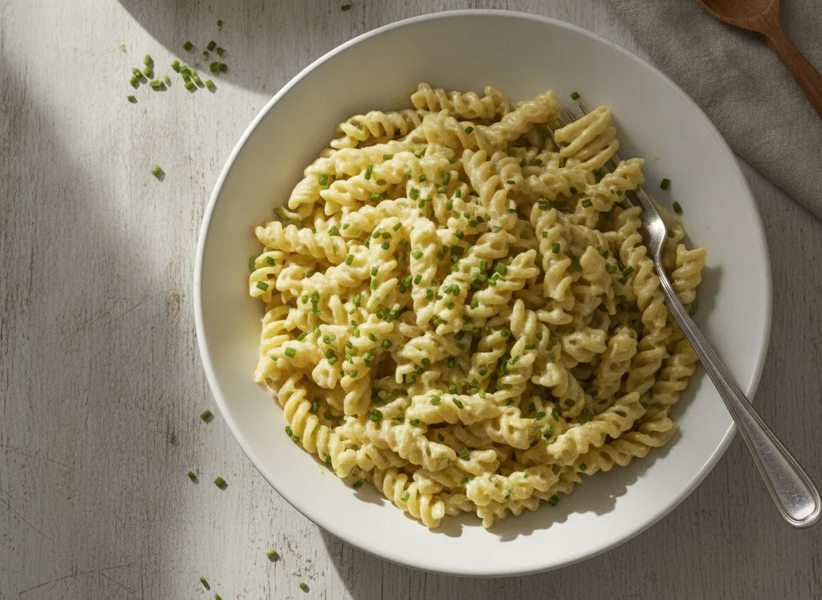 Pasta cremosa com cebolinha photo