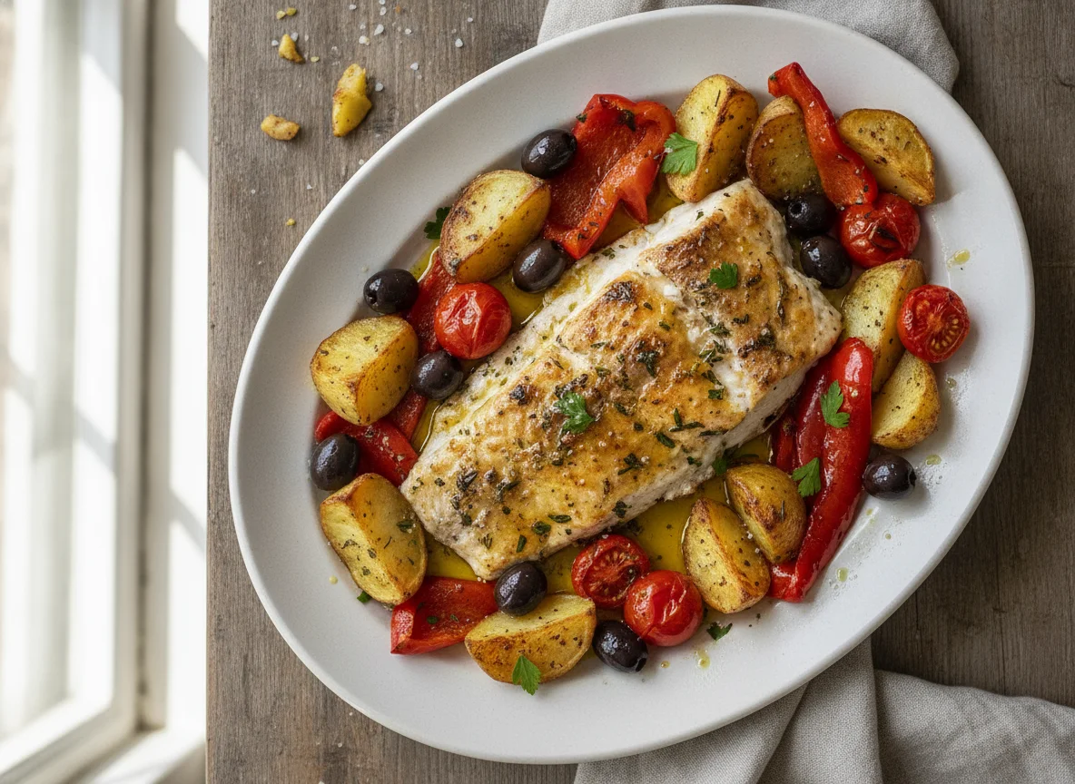 Peixe Assado com Batatas e Tomate photo