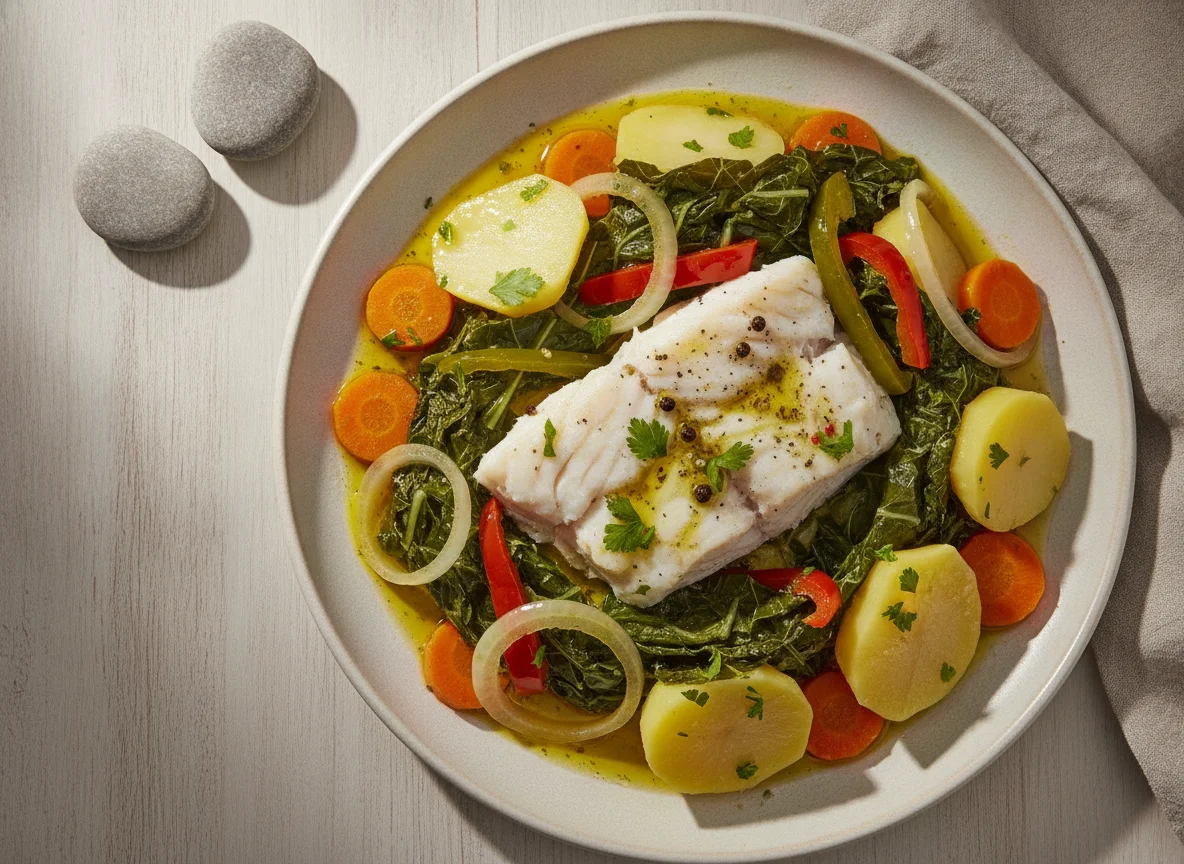 Peixe Cozido com Batata e Hortaliças photo
