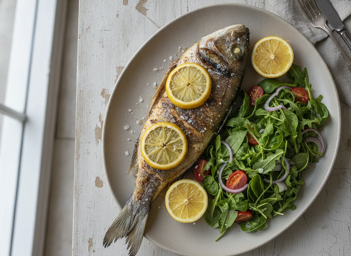 Peixe Grelhado com Limão e Salada photo