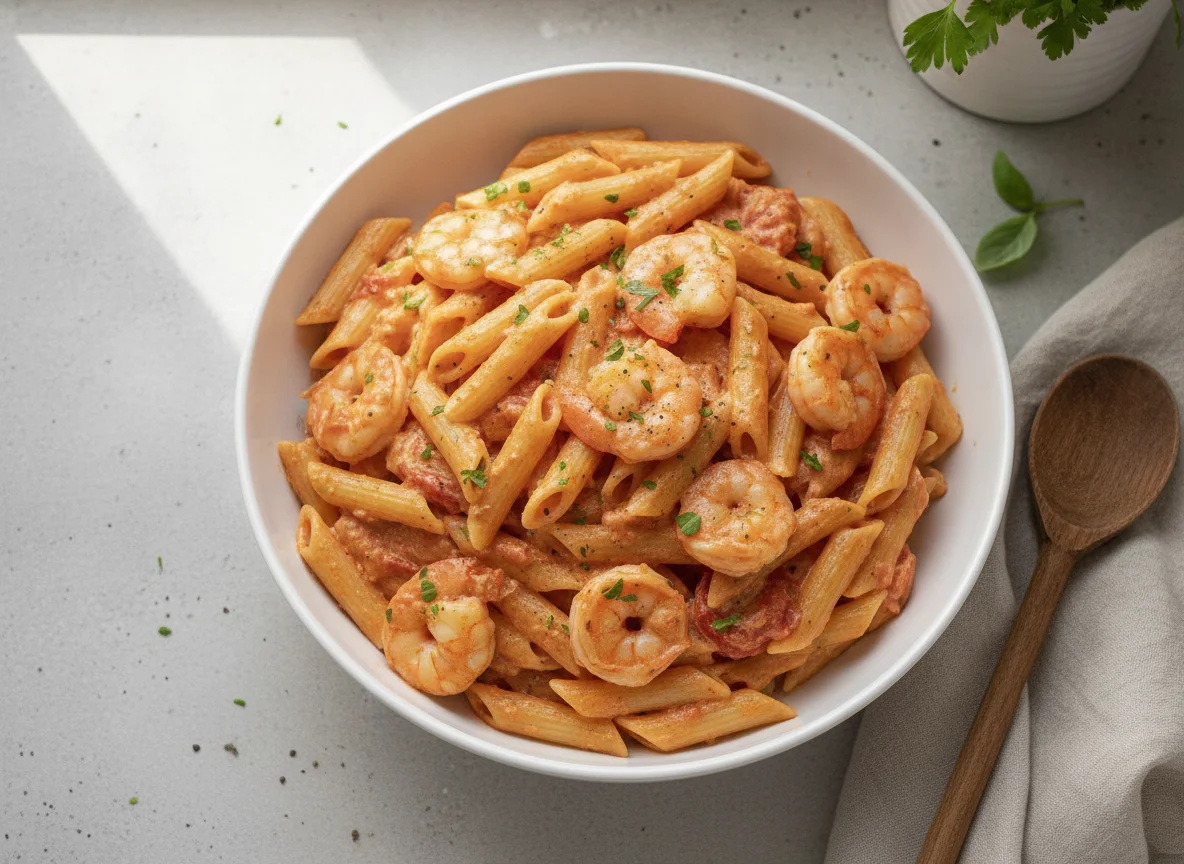 Penne com Camarão ao Molho Rosé photo