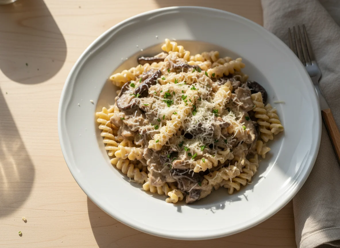 Penne com Molho Cremoso de Cogumelos photo