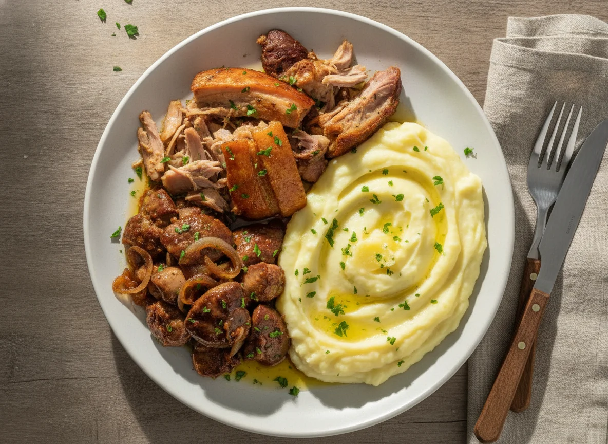 Pernil e Fígado com Purê de Batata photo