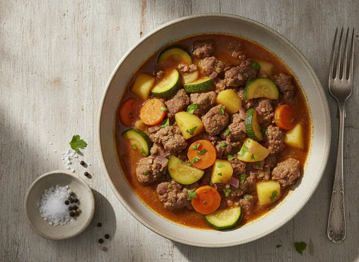 Picadinho de Carne com Abobrinha e Batata photo