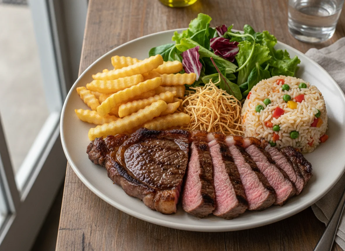 Picanha com Arroz, Batata Frita e Salada photo