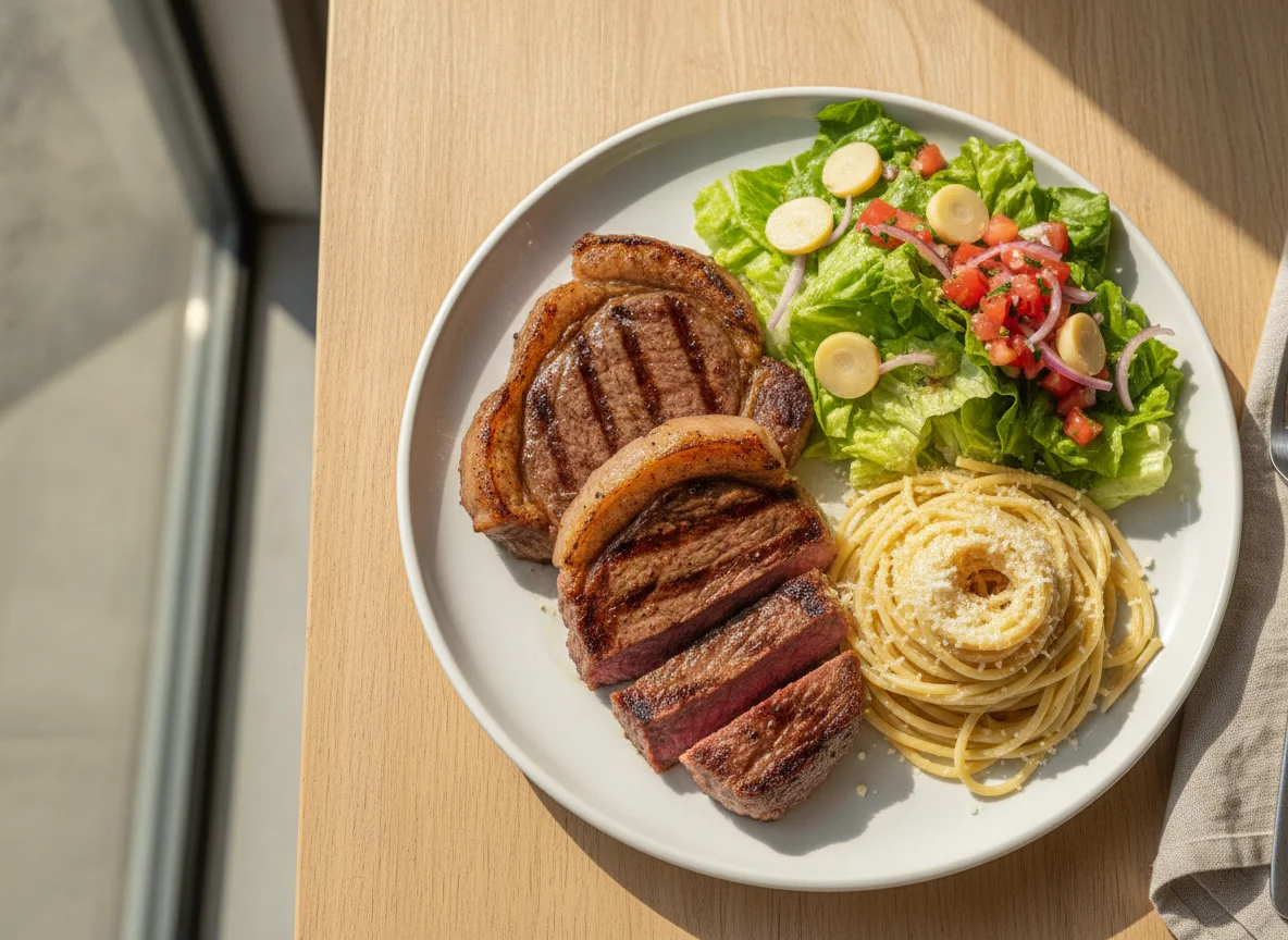 Picanha com Espaguete e Salada photo