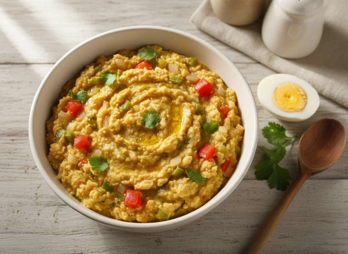 Pirão de ovos com legumes photo