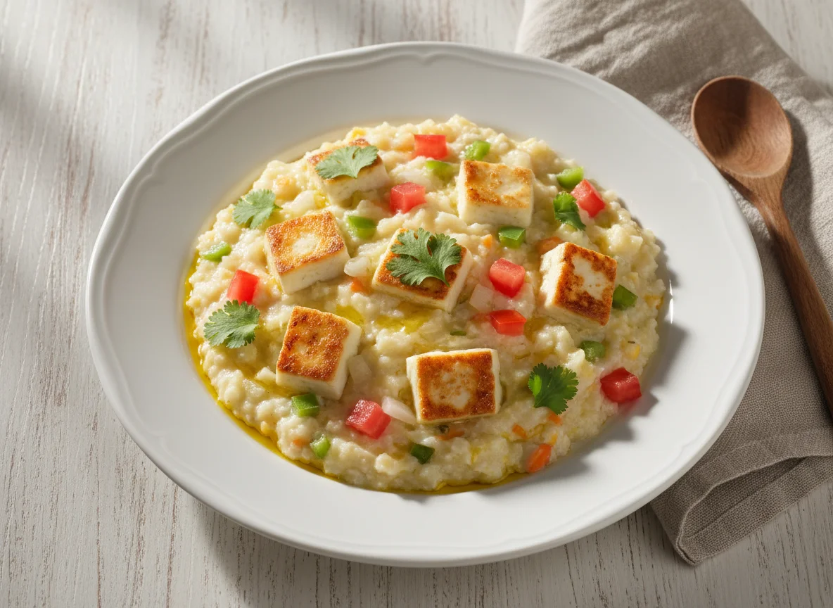 Pirão de queijo coalho com legumes photo