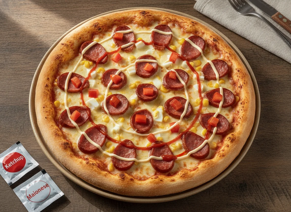 Pizza Caseira com Calabresa e Milho photo
