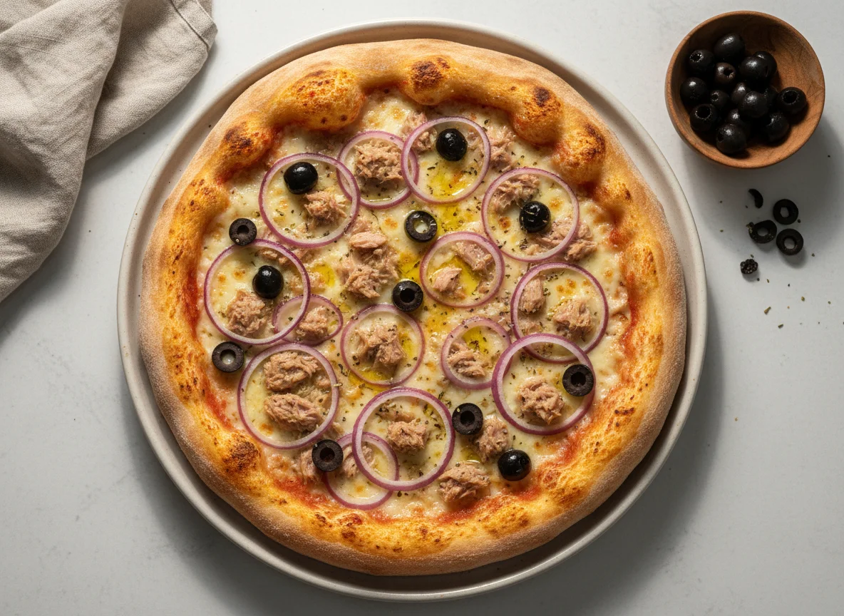 Pizza de atum com cebola photo