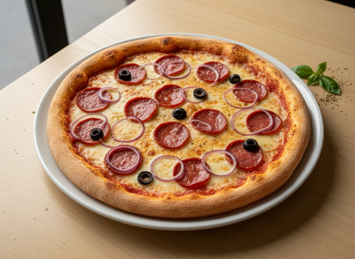 Pizza de Calabresa com Cebola e Queijo photo