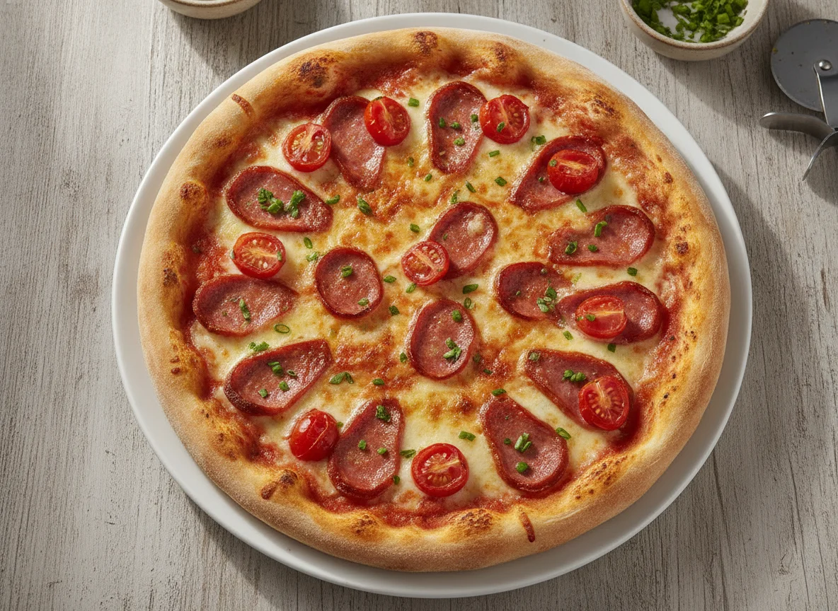 Pizza de Calabresa com Tomate photo