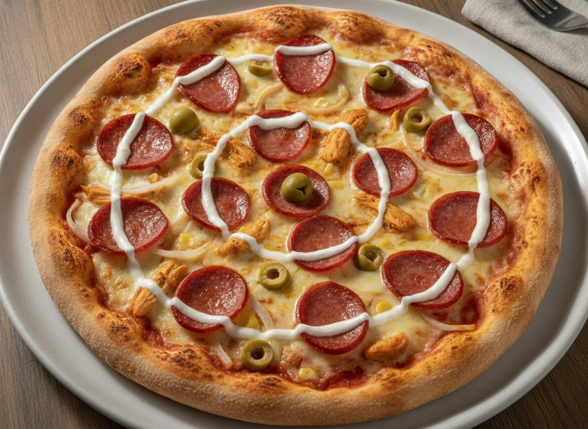 Pizza de Calabresa e Frango com Catupiry photo