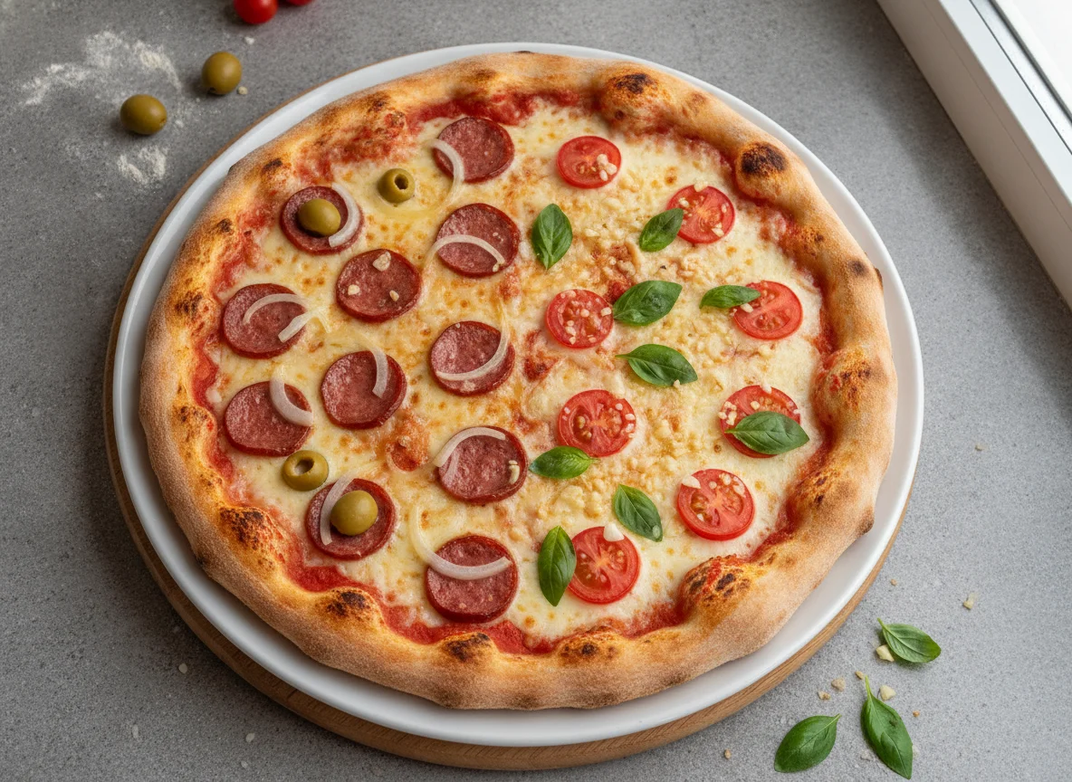 Pizza de Calabresa e Margherita photo
