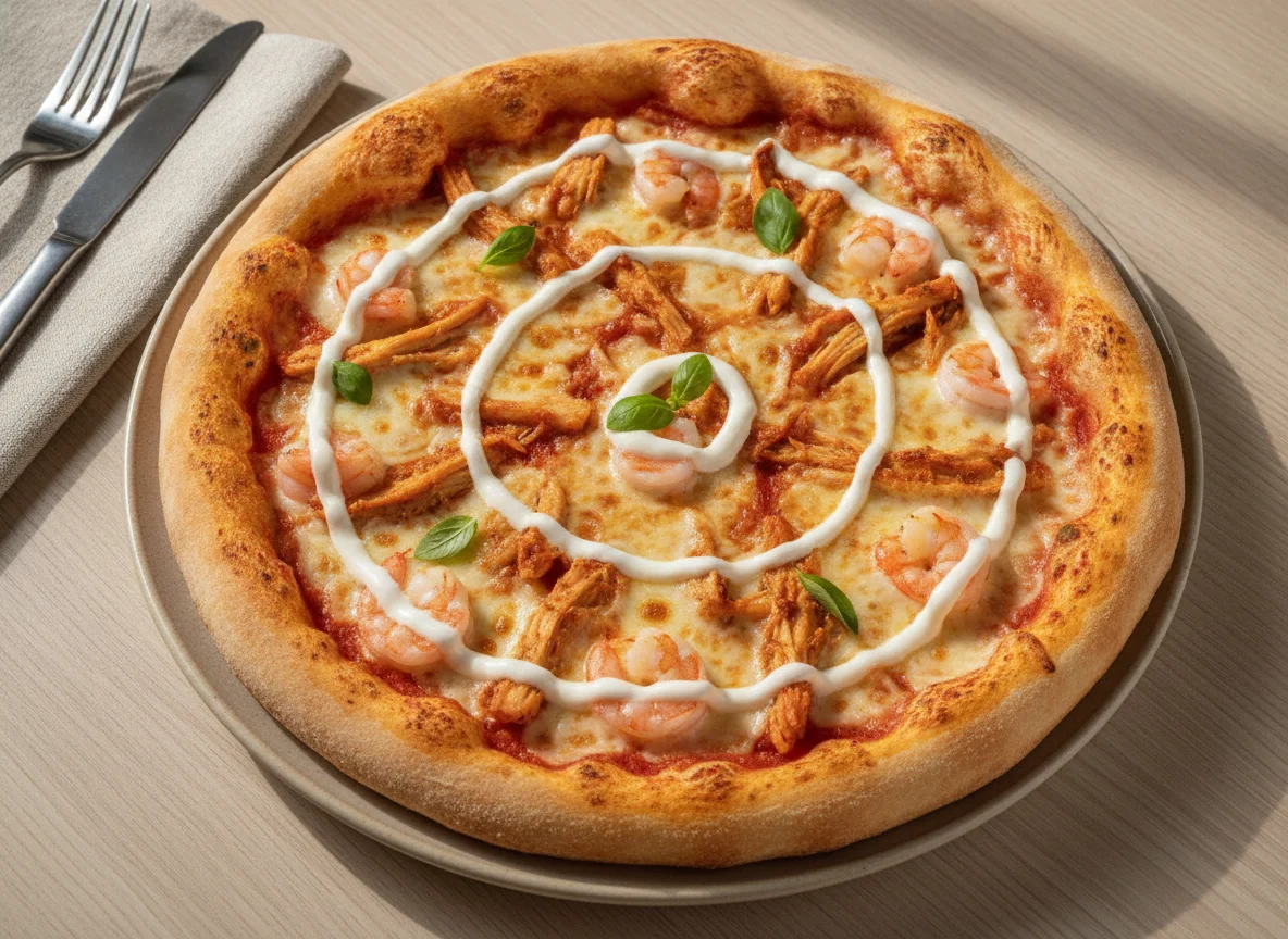 Pizza de Frango com Catupiry e Camarão photo