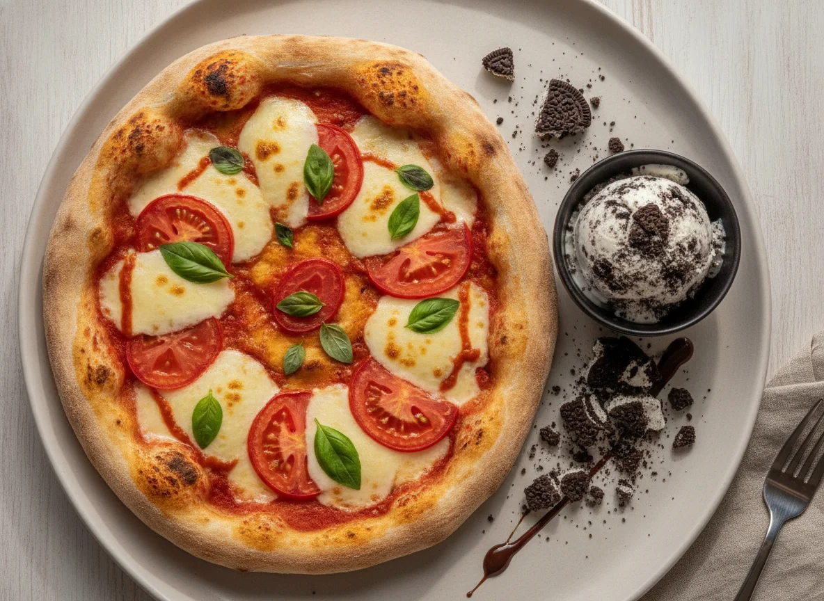Pizza de Marguerita e Sorvete Negresco photo