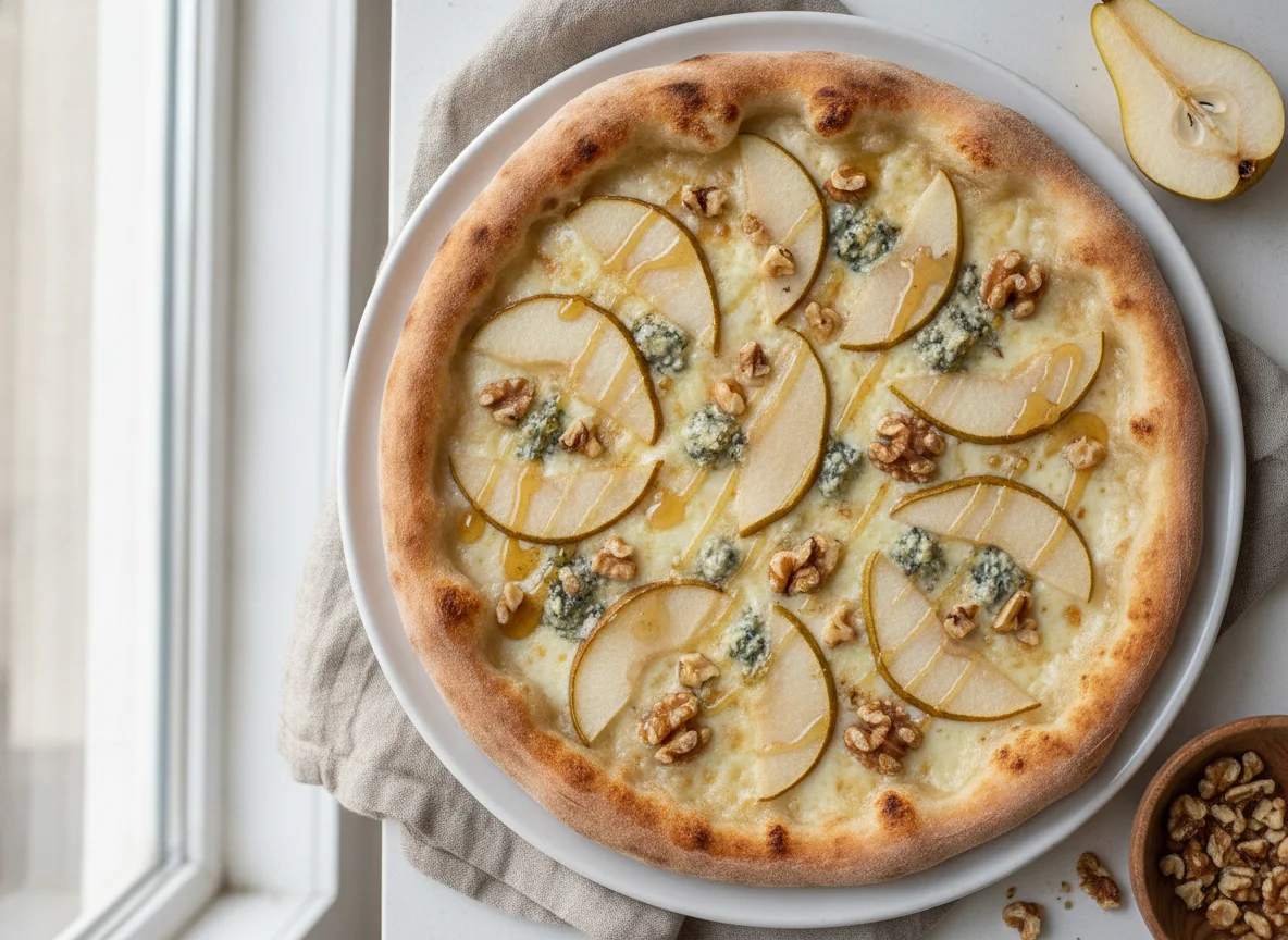 Pizza de Pera com Gorgonzola e Nozes photo