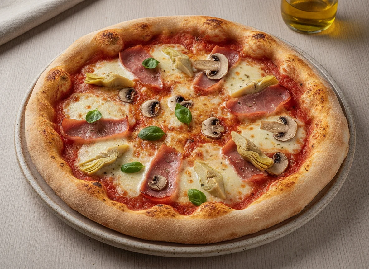 Pizza de Presunto, Cogumelos e Alcachofras photo