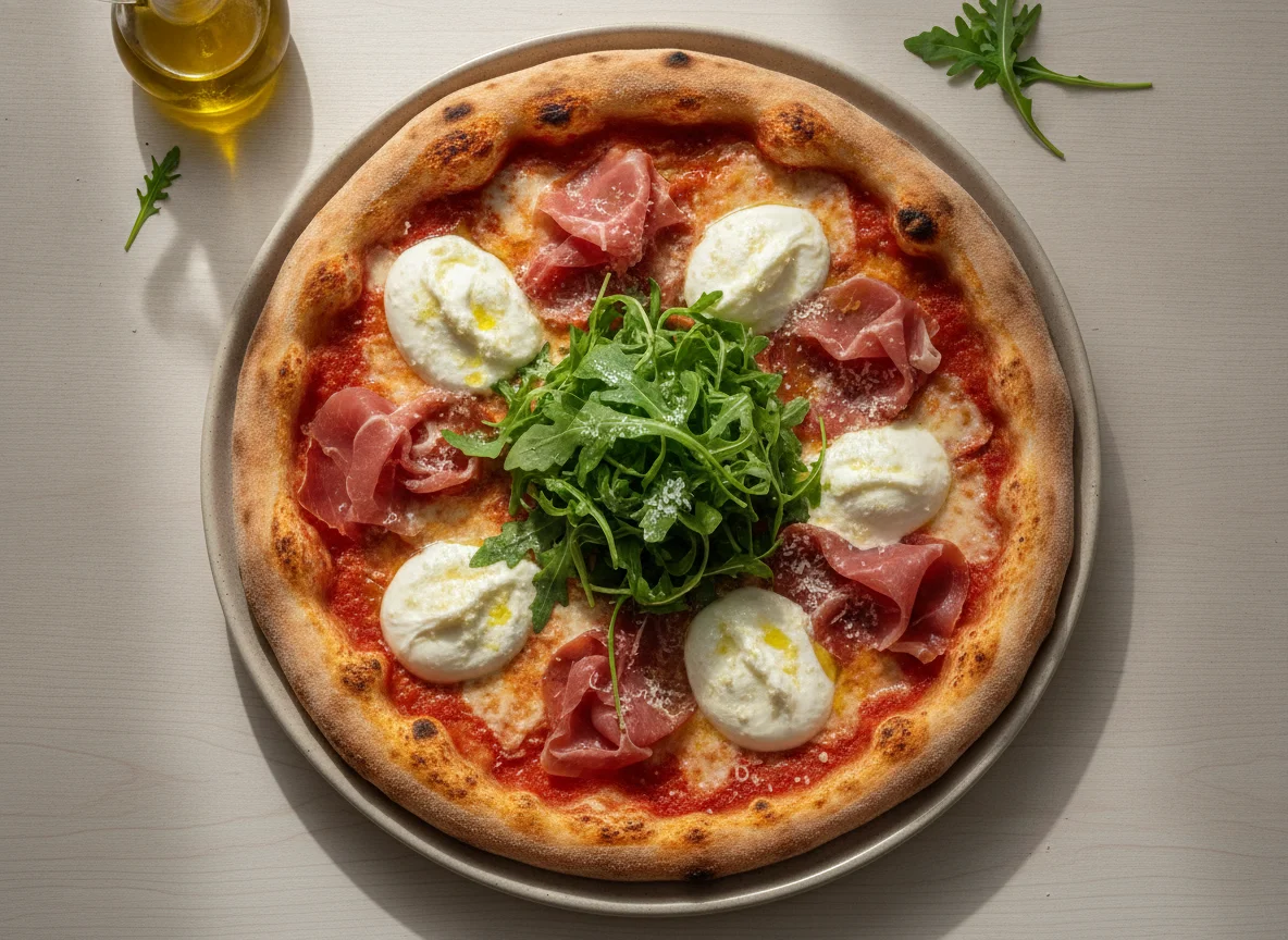 Pizza de Presunto de Parma com Burrata e Rúcula photo
