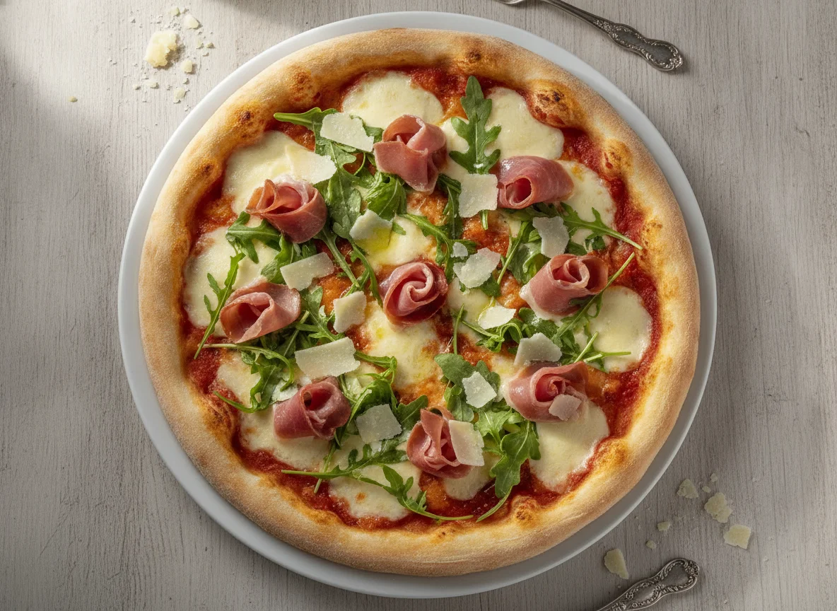 Pizza de Presunto, Rúcula e Parmesão photo