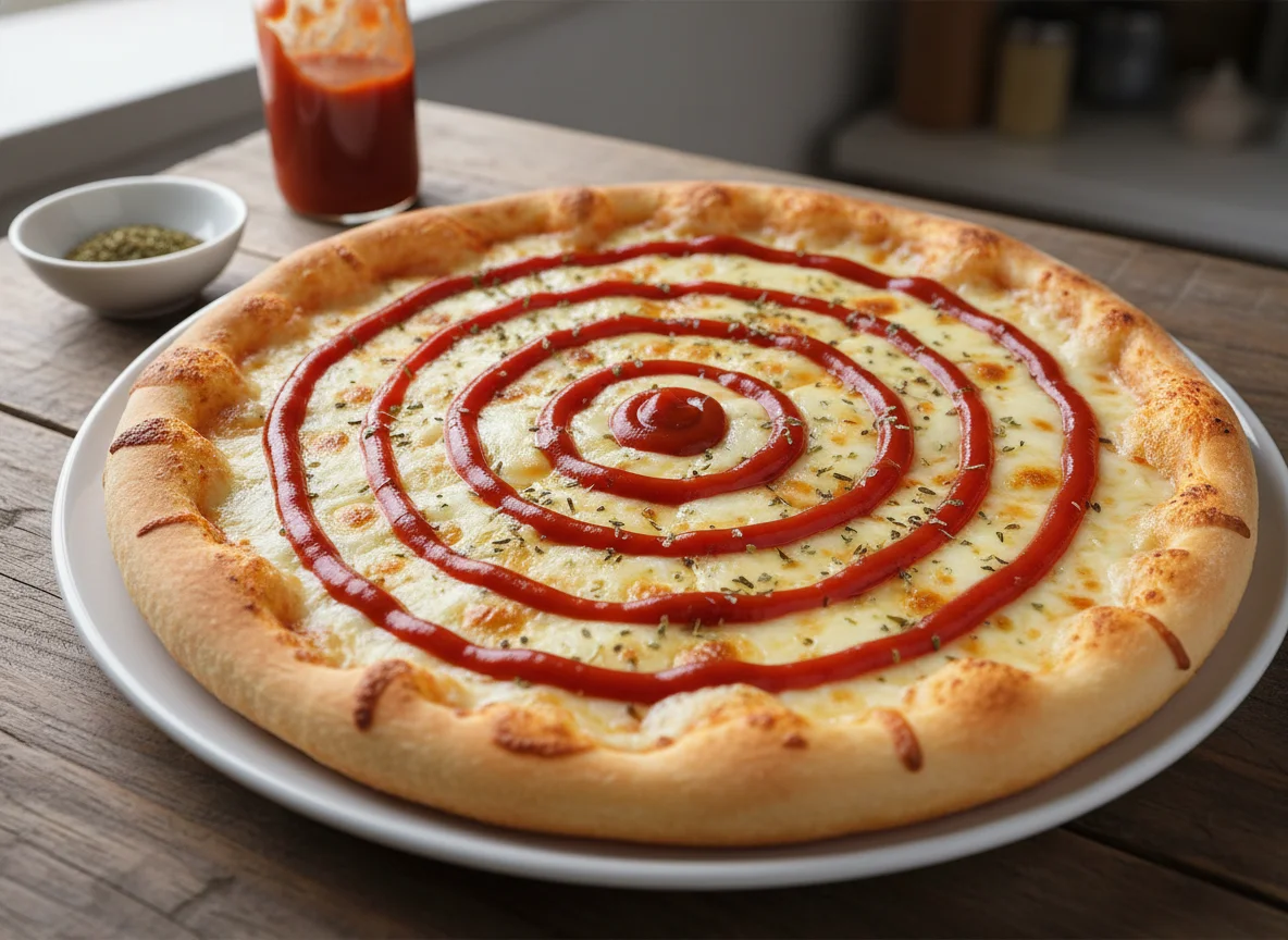 Pizza de queijo com ketchup photo