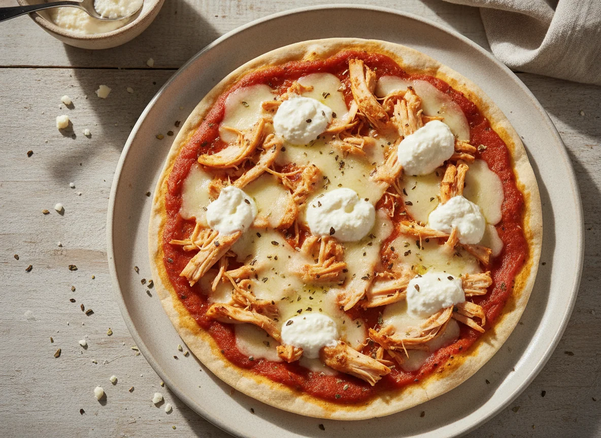 Pizza de Rap10 com Frango Desfiado e Queijo photo