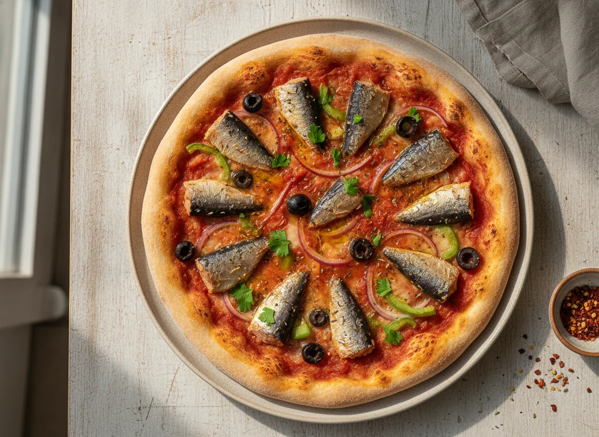 Pizza de sardinha photo