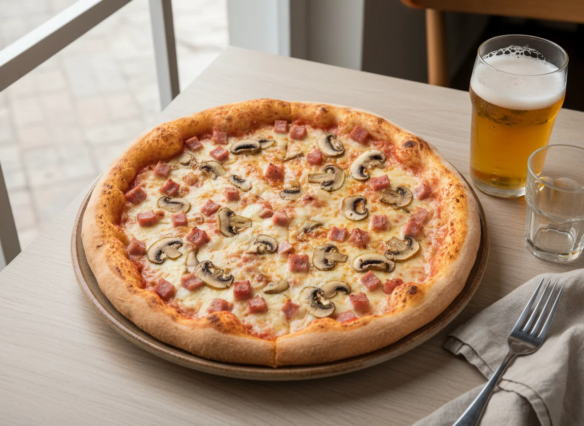 Pizza e bebida photo