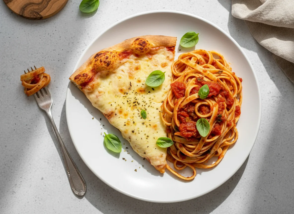 Pizza e Massa com Molho de Tomate photo
