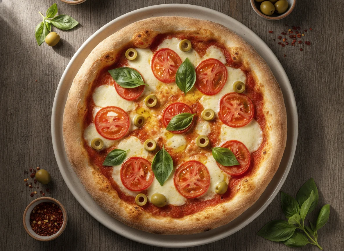 Pizza Margherita com Azeitonas photo