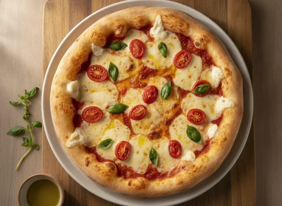 Pizza Margherita com Borda de Catupiry photo