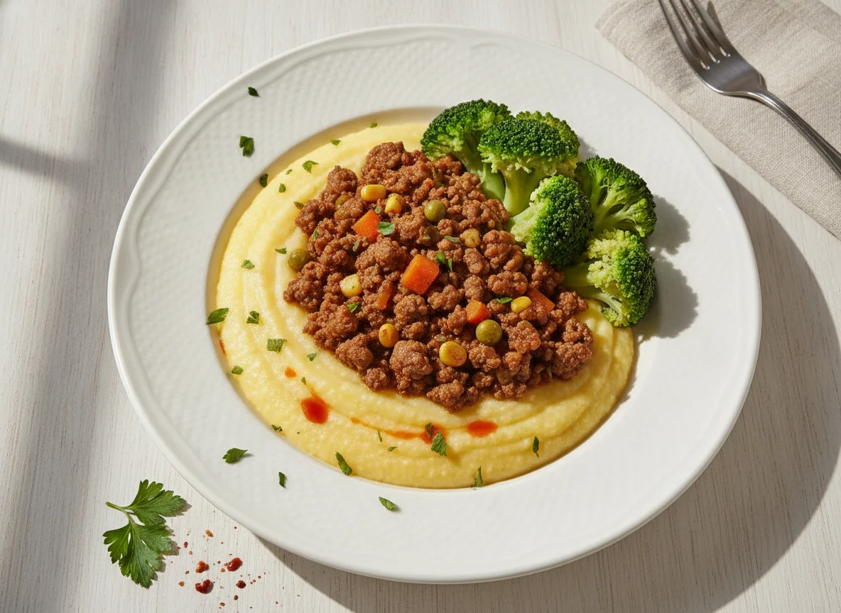 Polenta ao ines de purê photo