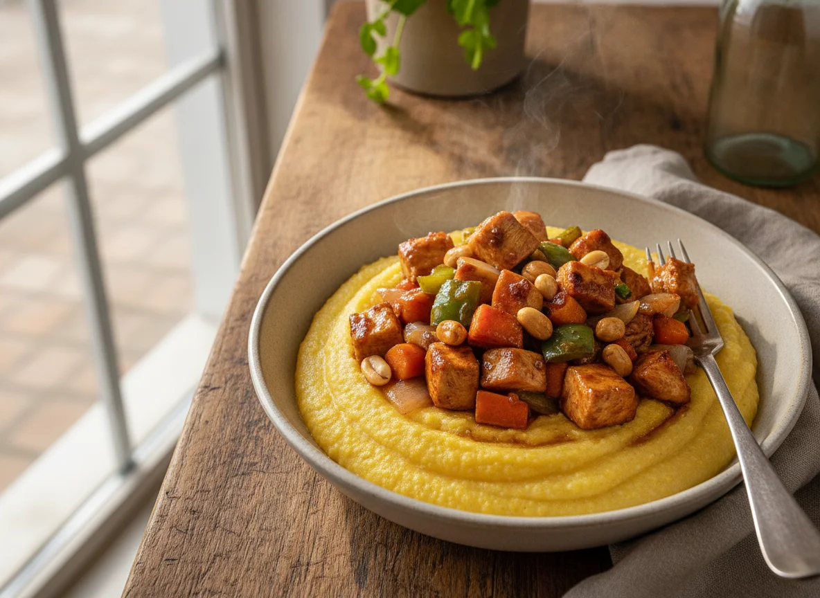 Polenta com Frango Xadrez photo