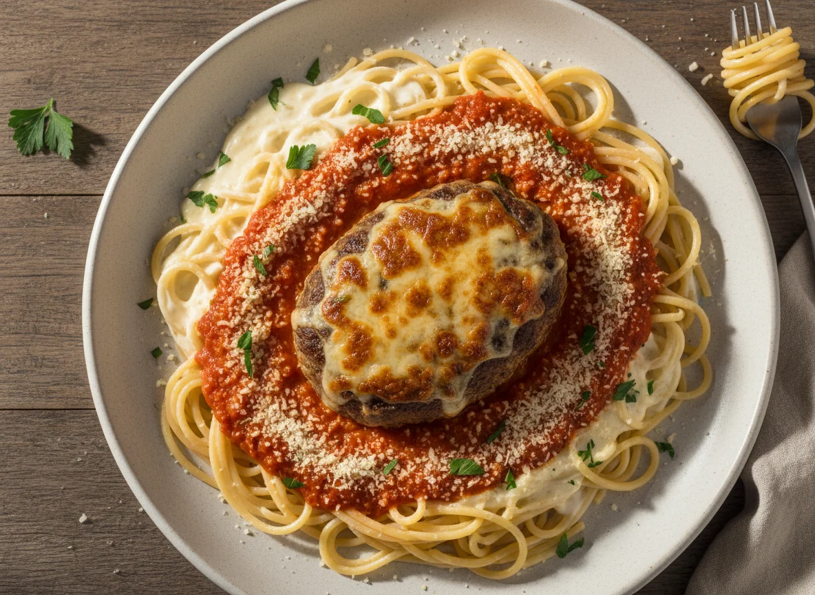 Polpetone com Massa ao Molho Branco photo