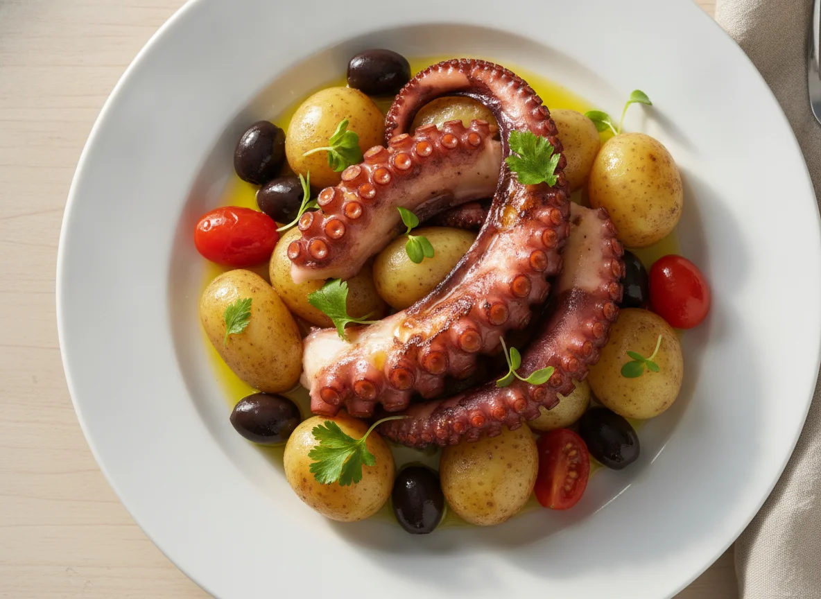 Polvo Grelhado com Batatas e Azeitonas photo