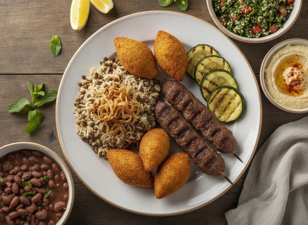 Prato Árabe com Quibe, Kafta e Acompanhamentos photo