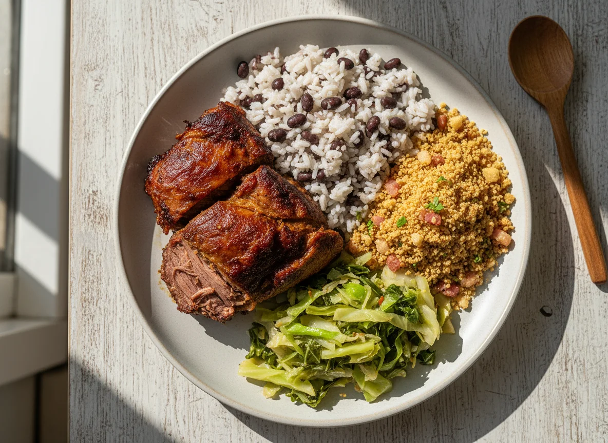 Prato Brasileiro com Carne e Farofa photo