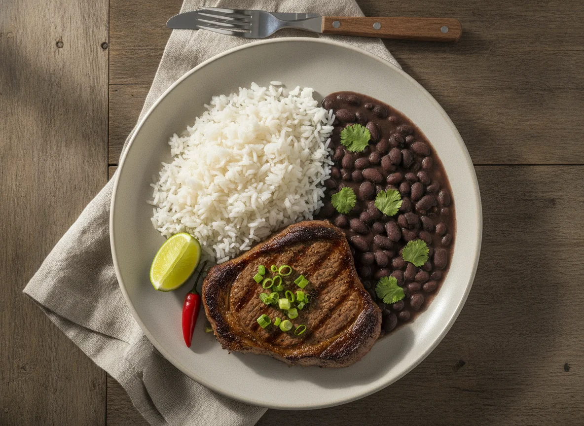 Prato com Arroz, Bife de Paleta e Feijão photo
