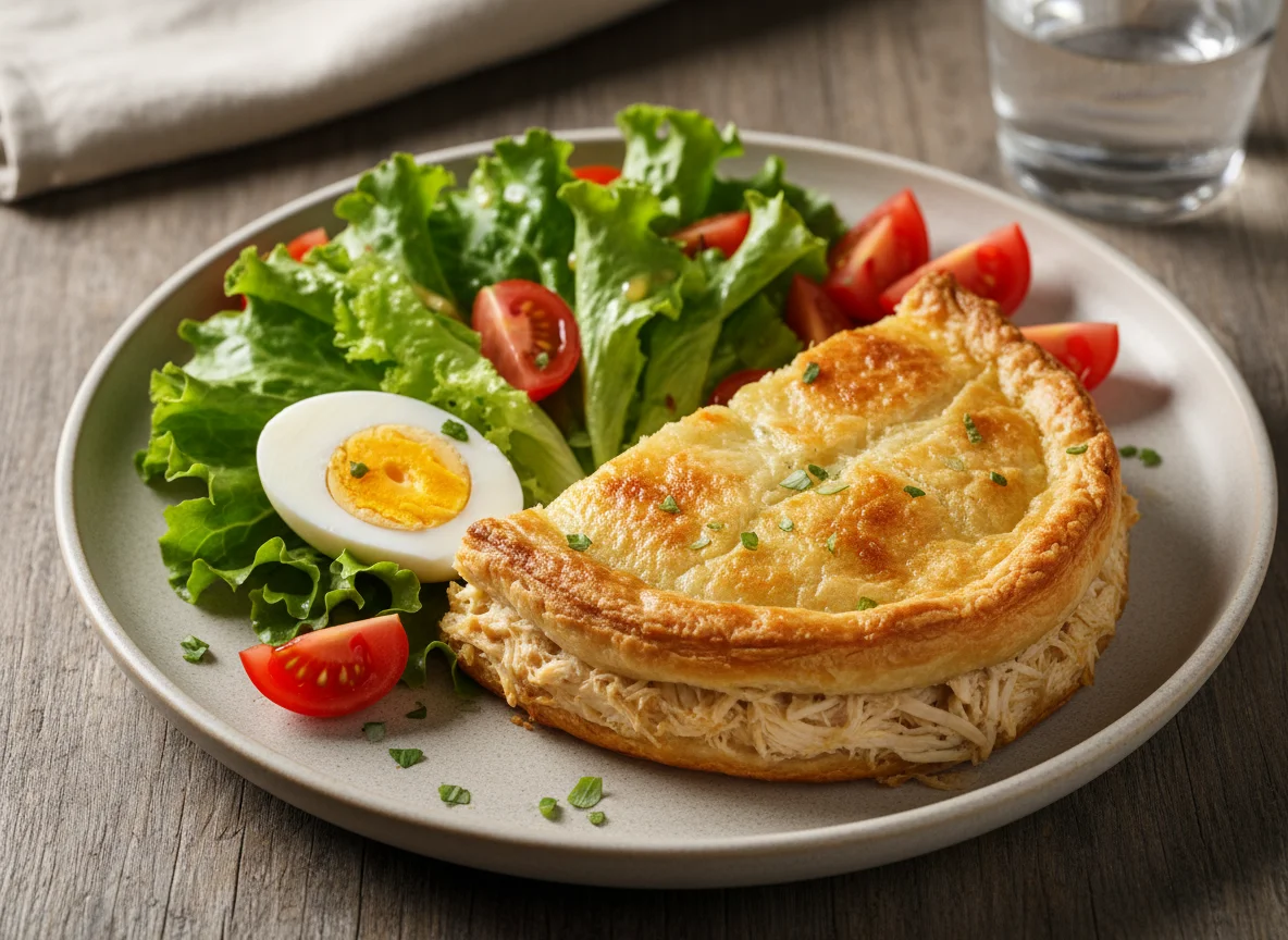 Prato com torta de batata e salada photo