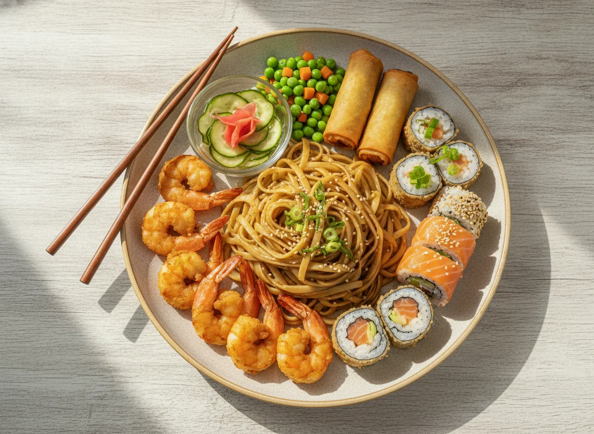 Prato Combinado de Culinária Asiática photo