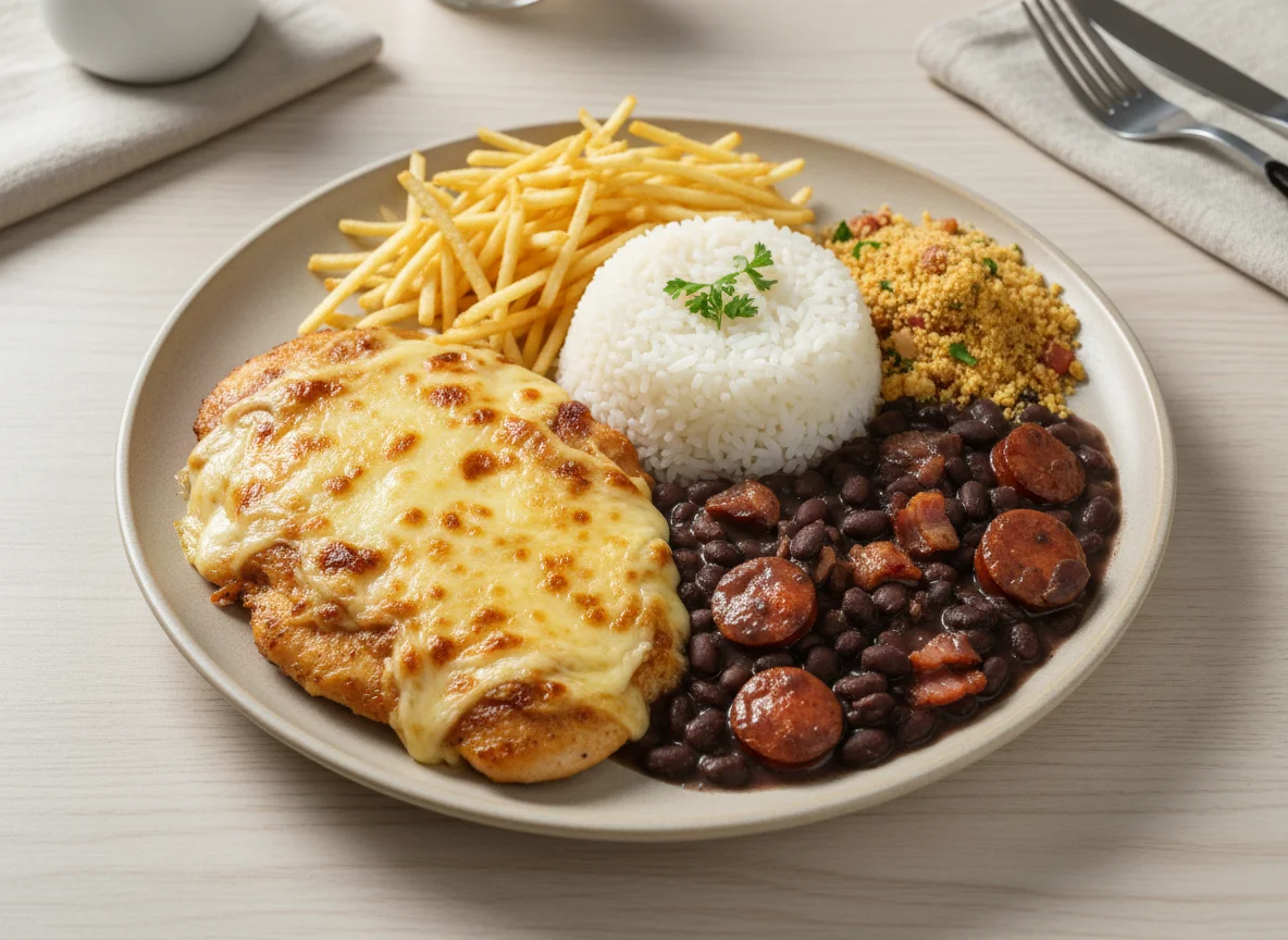 Prato completo com frango gratinado photo