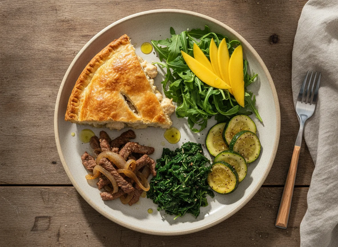 Prato de Almoço Brasileiro com Torta de Frango e Salada photo