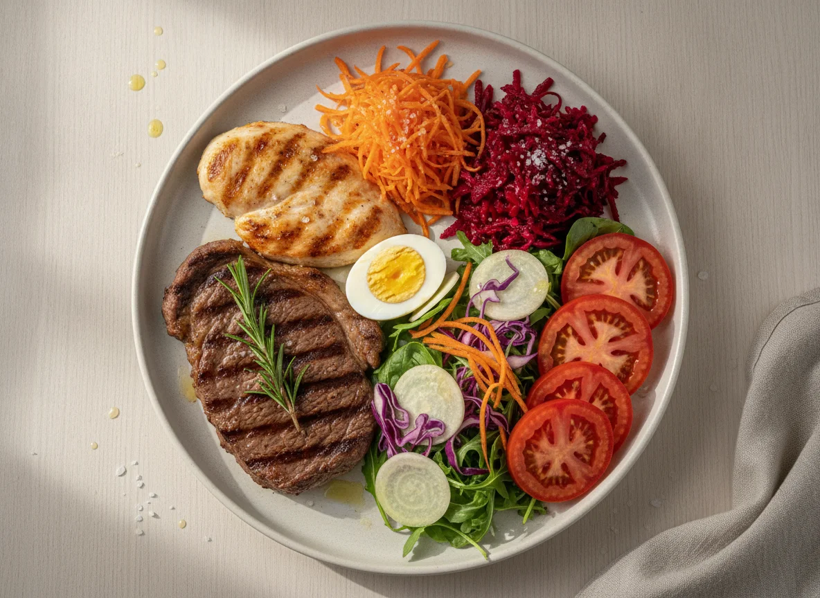 Prato de Buffet com Proteínas e Salada photo