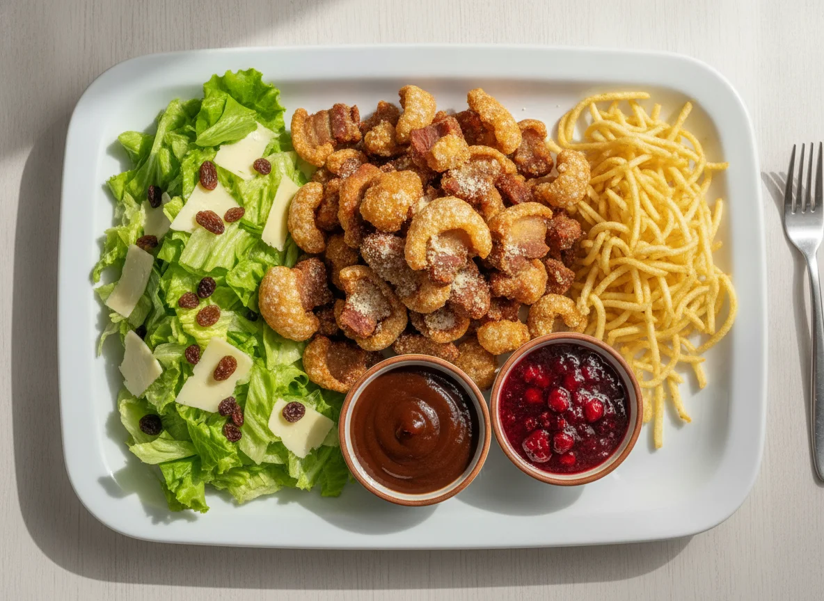 Prato de Buffet com Torresmo e Salada photo