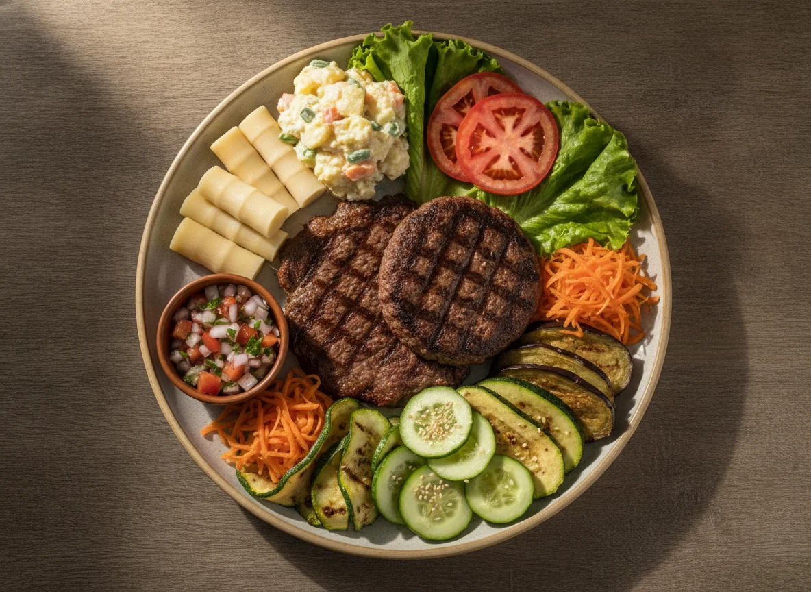 Prato de Carne com Salada e Acompanhamentos photo