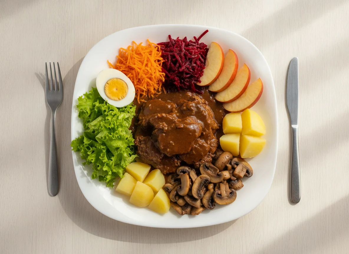 Prato de Carne com Salada e Legumes photo